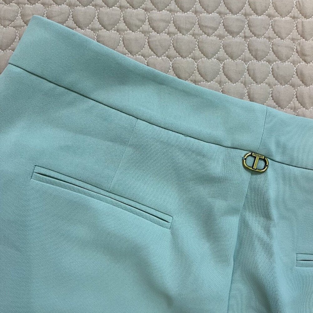 NWT Twinset Women's Straight-Leg High Waist Pants Blue Size 46 W33 - Picture 7 of 10